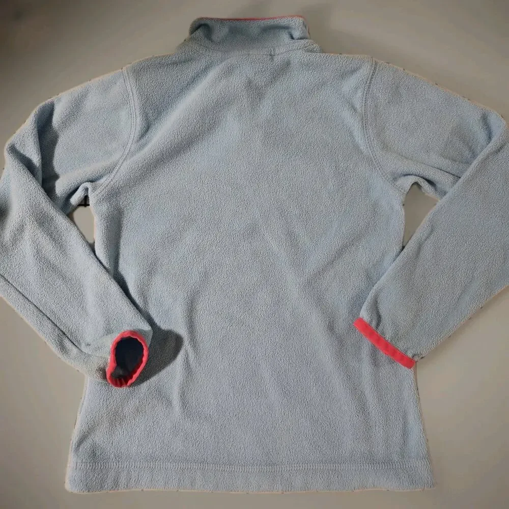 Lands End‎ LittleKids Size 5-6 Blue Pink Lightweight Fleece Quarter Zip Pullover